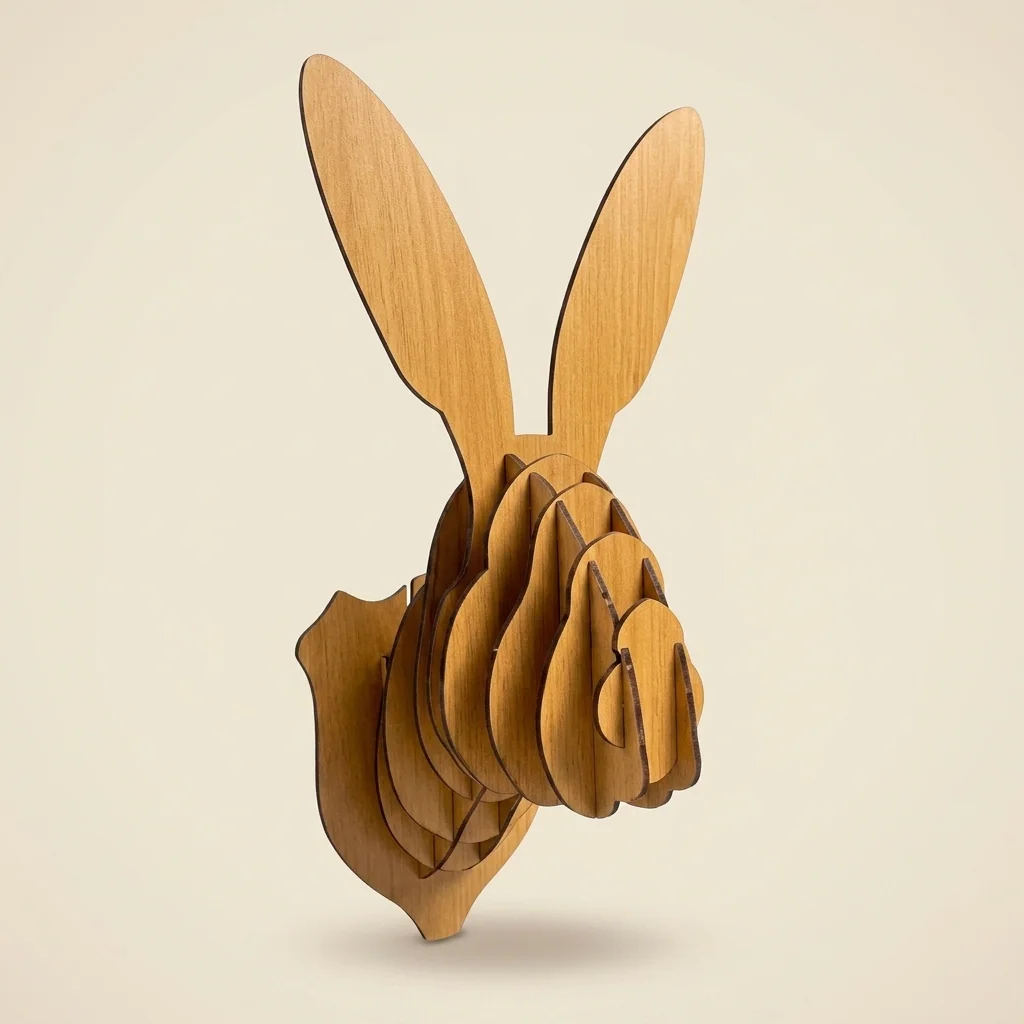 Cabeza de conejo 3D decorativa para pared