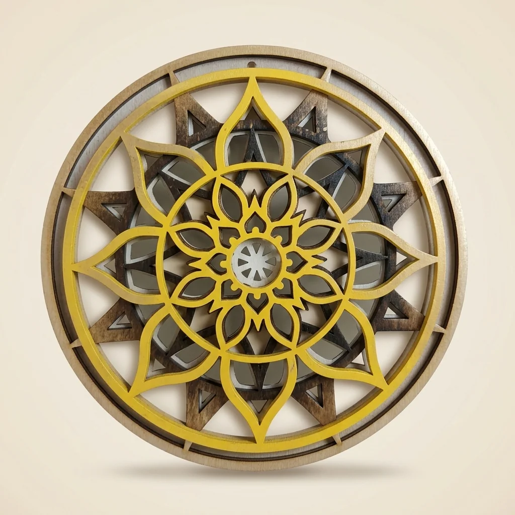 Mandala multicapa floral blanco y negro