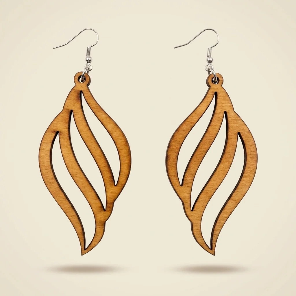 Aretes colgantes con diseño de hojas onduladas