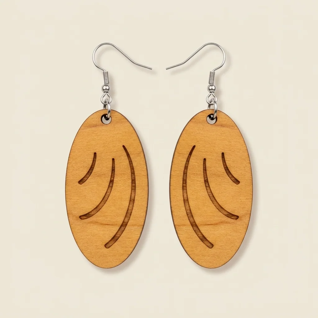 Aretes ovalados con grabado lineal