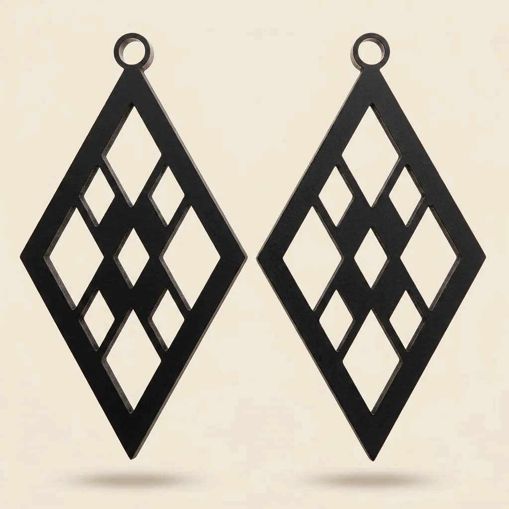 Aretes en forma de diamante con calado geométrico