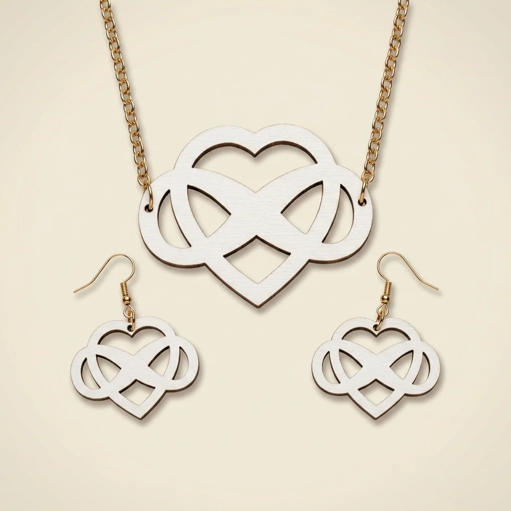 Set de collar y aretes con corazón infinito