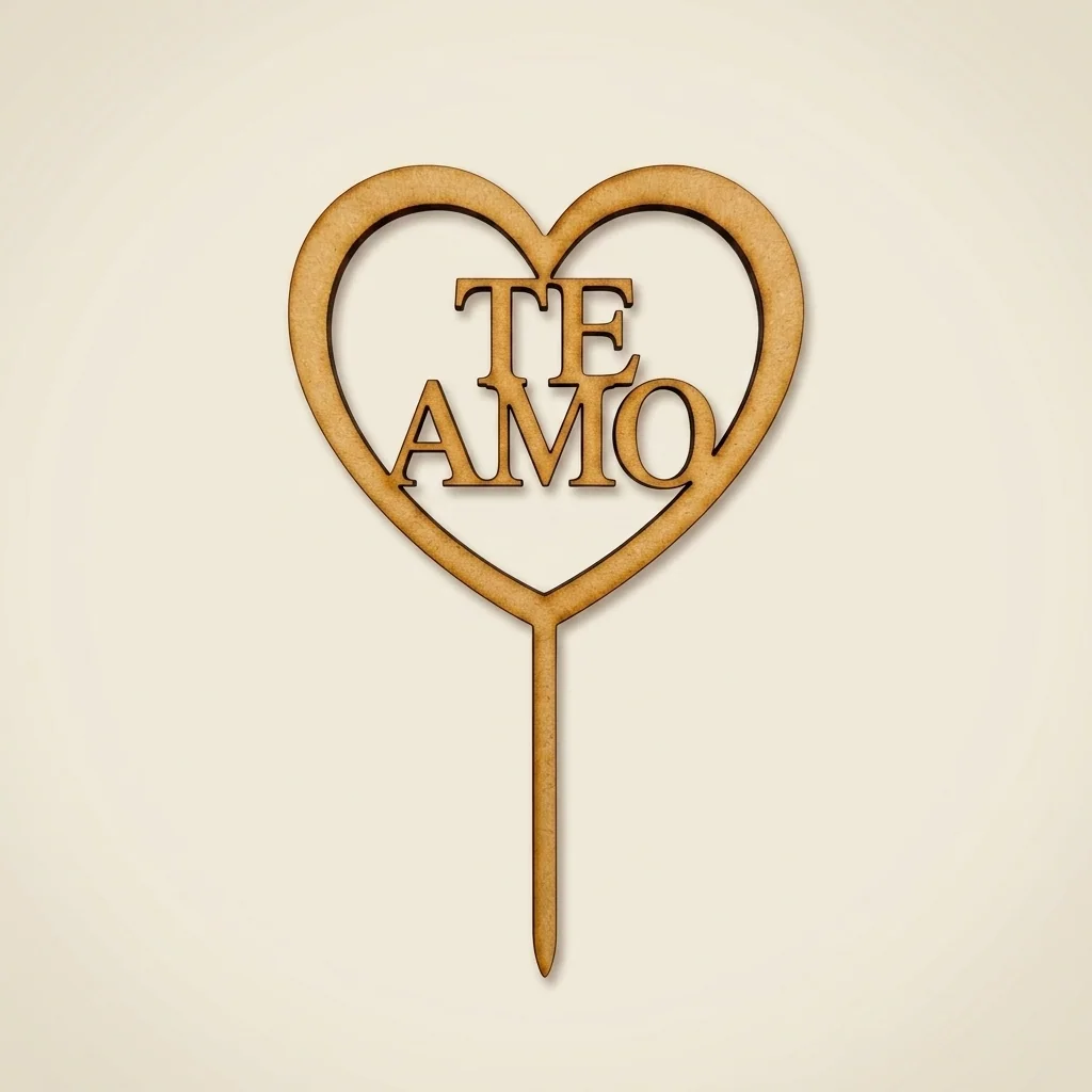 Topper "Te amo" en corazón calado