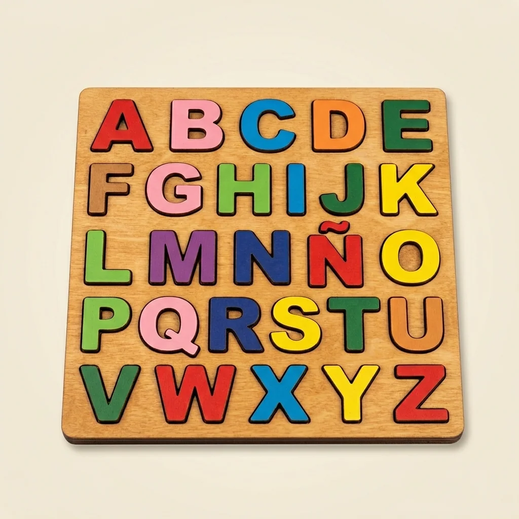 Tablero abecedario Montessori con letras de colores (incluye Ñ)