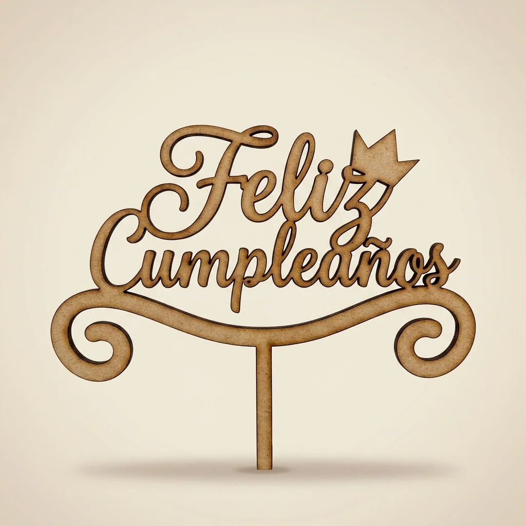 Topper "Feliz Cumpleaños" con corona