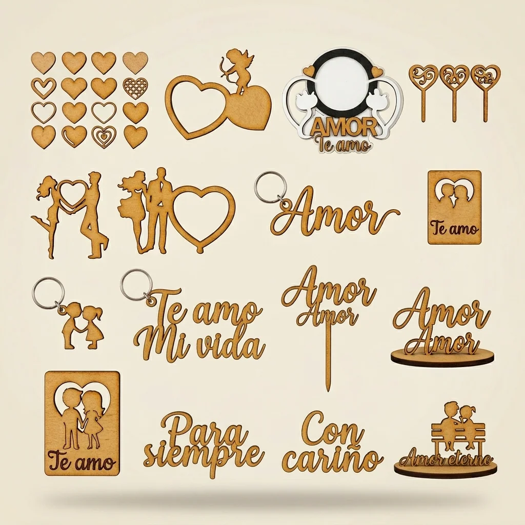 Set de mini toppers de amor para cupcakes (surtido)
