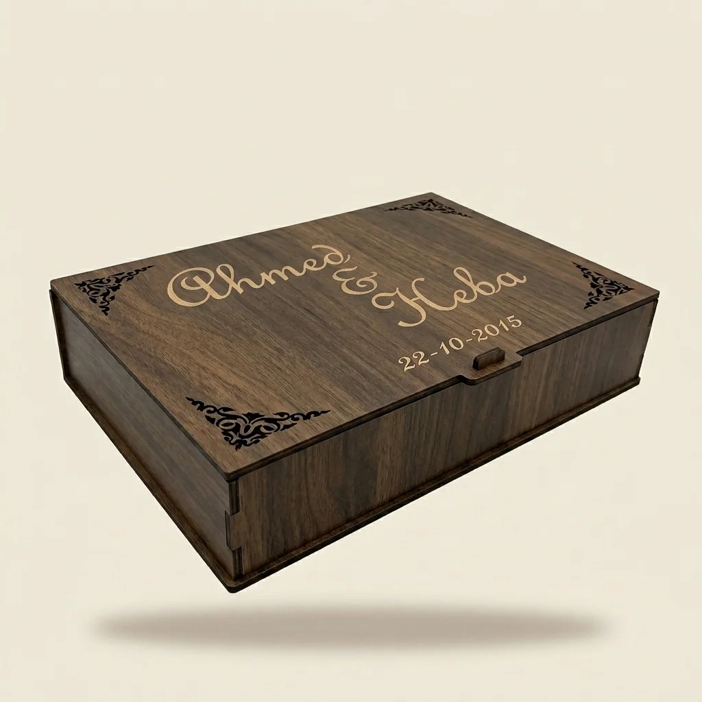 Joyero rectangular con grabado personalizado para boda