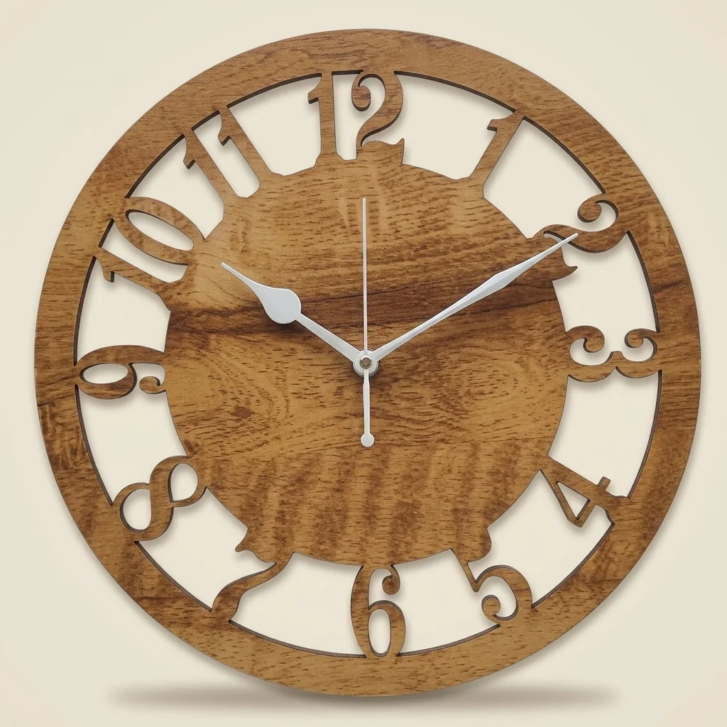 Reloj de pared rústico con números recortados